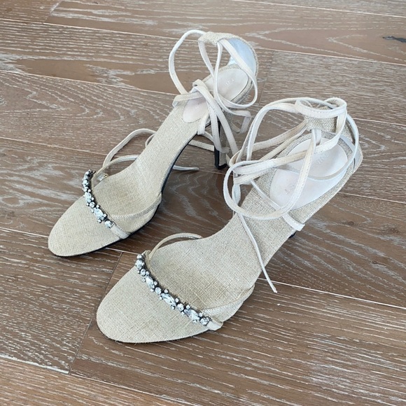 Nine West Metallic Linen Bling Tie Sandal | 9.5 - Picture 1 of 6